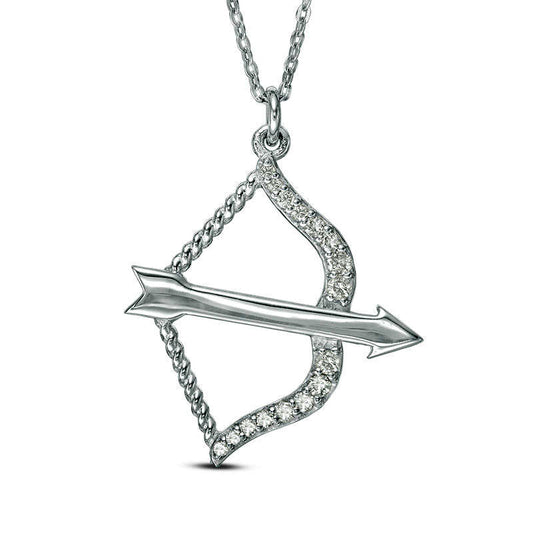 0.17 CT. T.W. Natural Diamond Bow and Arrow Pendant in Sterling Silver