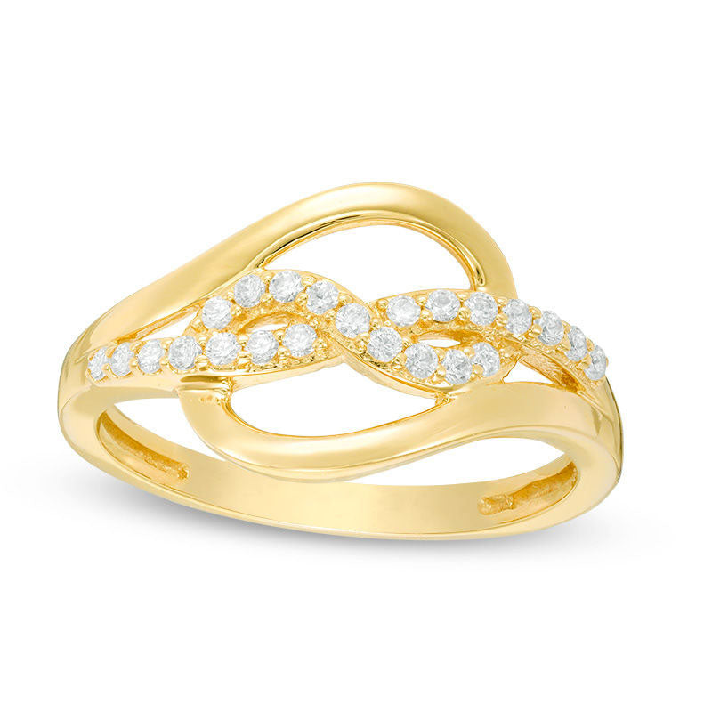 0.20 CT. T.W. Natural Diamond Infinity Knot Bypass Ring in Solid 10K Yellow Gold