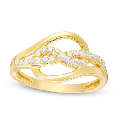 0.20 CT. T.W. Natural Diamond Infinity Knot Bypass Ring in Solid 10K Yellow Gold