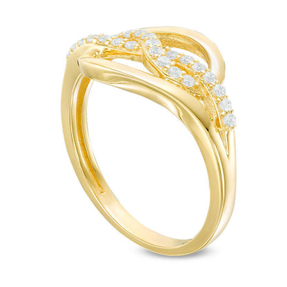 0.20 CT. T.W. Natural Diamond Infinity Knot Bypass Ring in Solid 10K Yellow Gold