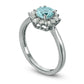 6.0mm Aquamarine and Lab-Created White Sapphire Sunburst Ring in Sterling Silver