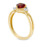 6.0mm Heart-Shaped Garnet and Natural Diamond Accent Split Shank Ring in Solid 10K Yellow Gold