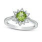 6.0mm Peridot and Lab-Created White Sapphire Sunburst Ring in Sterling Silver