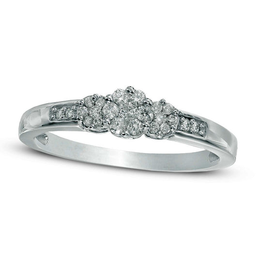 0.20 CT. T.W. Natural Diamond Triple Flower Ring in Solid 10K White Gold