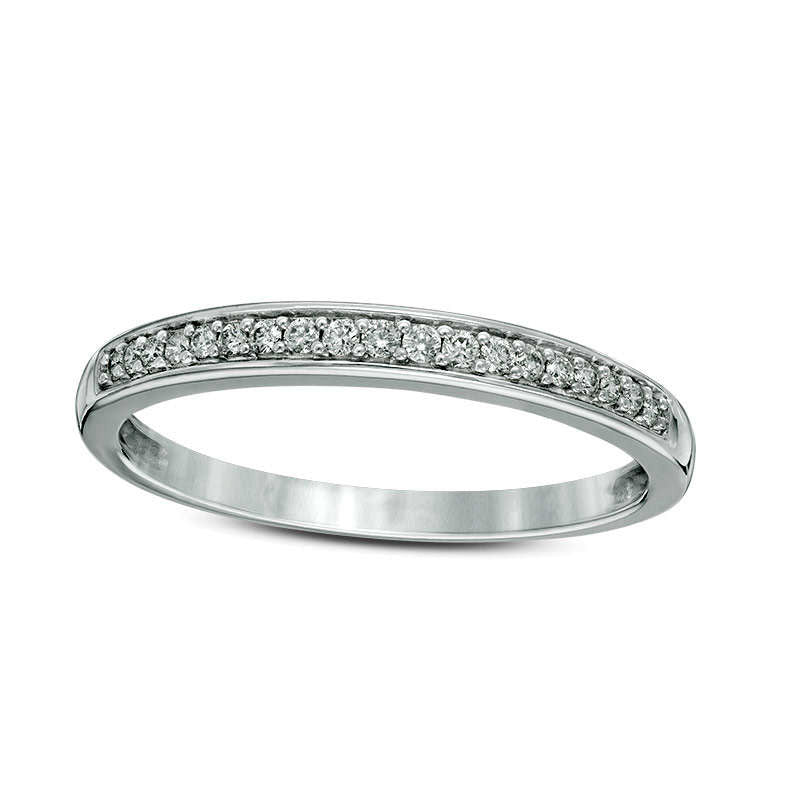 0.50 CT. T.W. Quad Frame Natural Diamond Wedding Ensemble in Solid 10K White Gold - Size 7 and 10