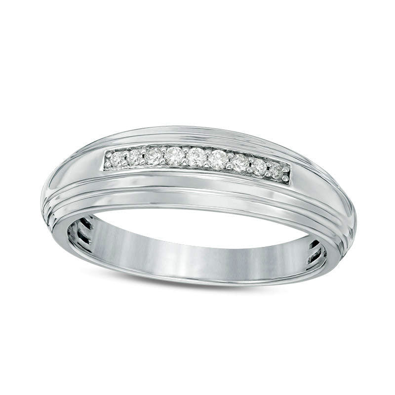 0.50 CT. T.W. Quad Frame Natural Diamond Wedding Ensemble in Solid 10K White Gold - Size 7 and 10