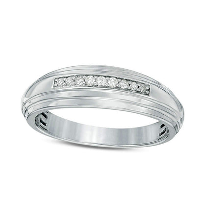 0.50 CT. T.W. Quad Frame Natural Diamond Wedding Ensemble in Solid 10K White Gold - Size 7 and 10