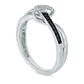Enhanced Black and White Natural Diamond Accent Abstract Infinity Knot Ring in Sterling Silver