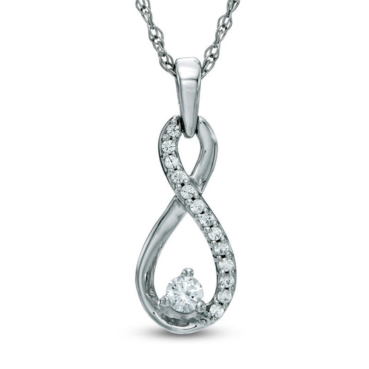 0.17 CT. T.W. Natural Diamond Infinity Pendant in 10K White Gold