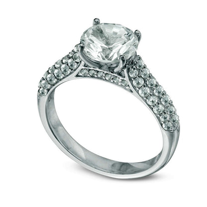 8.0mm Lab-Created White Sapphire Ring in Sterling Silver