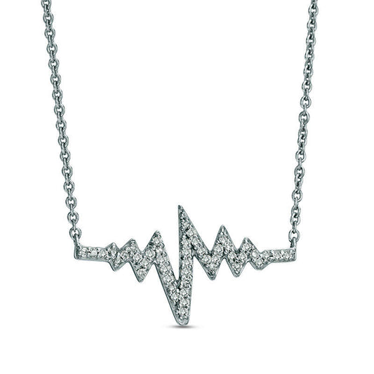0.17 CT. T.W. Natural Diamond Heartbeat Necklace in Sterling Silver