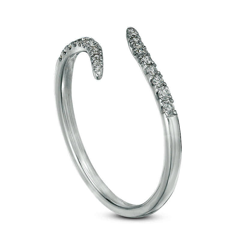 0.20 CT. T.W. Natural Diamond Bypass Wrap Ring in Solid 10K White Gold