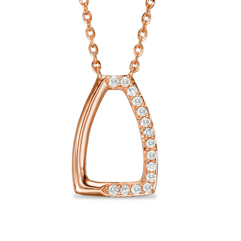 Natural Diamond Accent Tapered Rectangle Outline Necklace in 14K Rose Gold