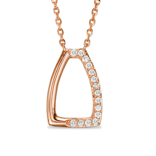Natural Diamond Accent Tapered Rectangle Outline Necklace in 14K Rose Gold