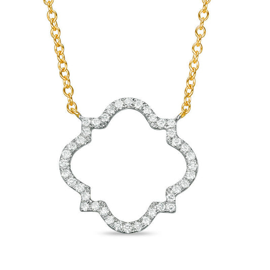 0.2 CT. T.W. Natural Diamond Quatrefoil Outline Necklace in 14K Gold