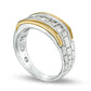 Men's 1.0 CT. T.W. Square-Cut Natural Diamond Five Stone Wedding Band in Solid 14K Two-Tone Gold