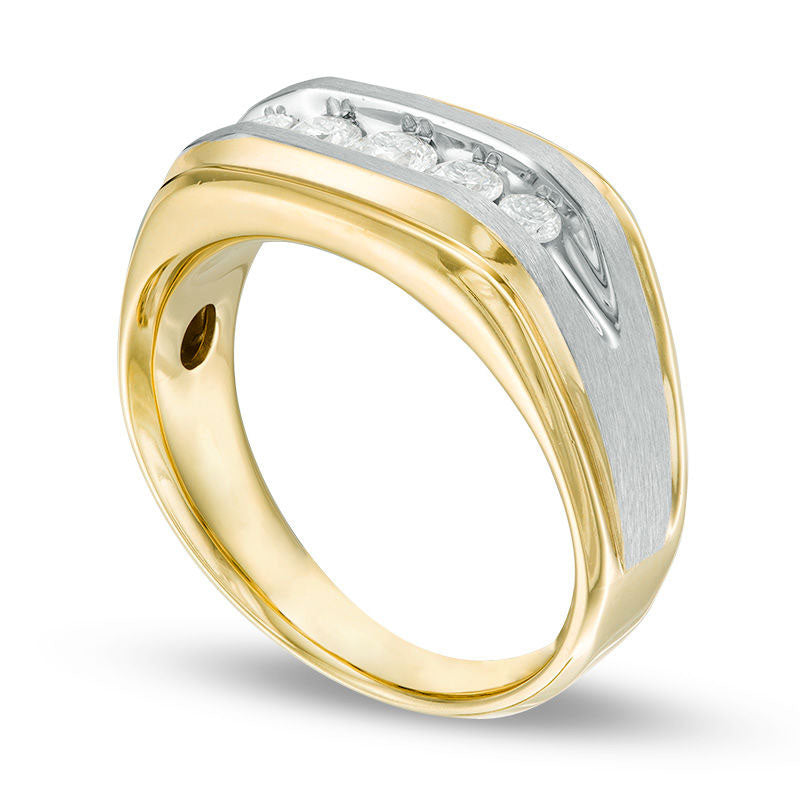 Men's 0.50 CT. T.W. Natural Diamond Five Stone Wedding Band in Solid 14K Two-Tone Gold