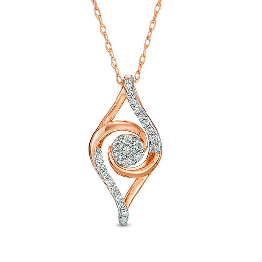 0.17 CT. T.W. Composite Natural Diamond Swirl Marquise Pendant in 10K Rose Gold