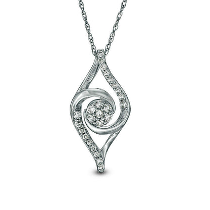 0.17 CT. T.W. Composite Natural Diamond Swirl Marquise Pendant in 10K White Gold