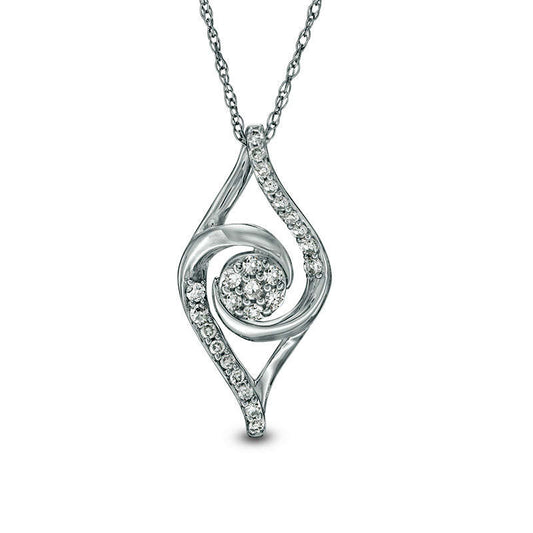 0.17 CT. T.W. Composite Natural Diamond Swirl Marquise Pendant in 10K White Gold