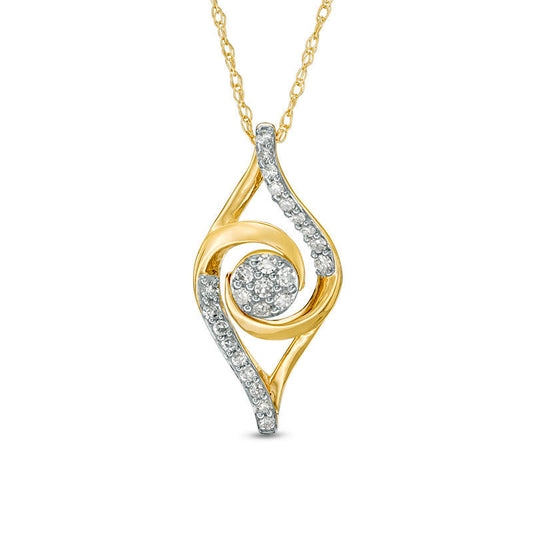 0.17 CT. T.W. Composite Natural Diamond Swirl Marquise Pendant in 10K Yellow Gold