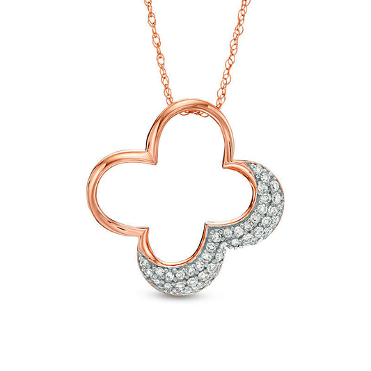 0.25 CT. T.W. Natural Diamond Open Clover Pendant in 10K Rose Gold