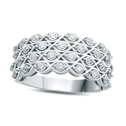 0.33 CT. T.W. Natural Diamond Multi-Row Weave Anniversary Band in Sterling Silver