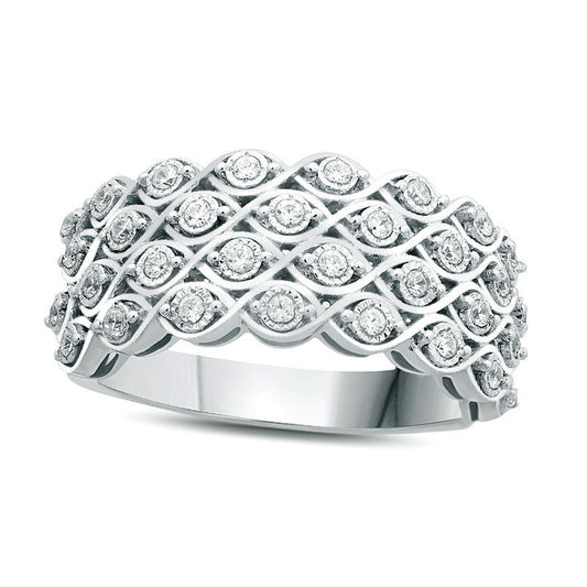 0.33 CT. T.W. Natural Diamond Multi-Row Weave Anniversary Band in Sterling Silver