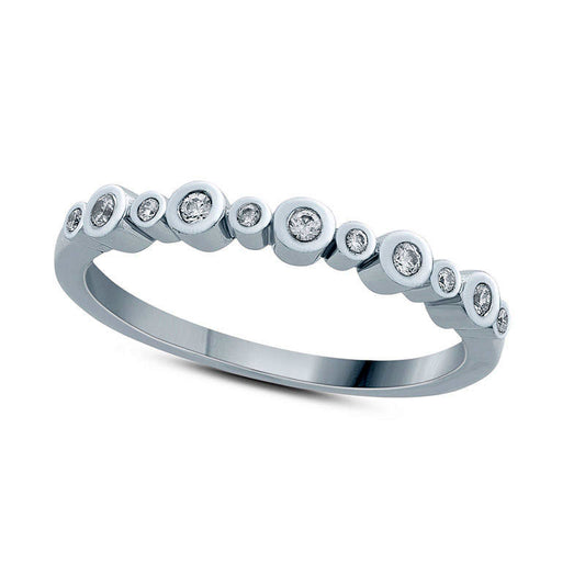 0.10 CT. T.W. Natural Diamond Alternating Anniversary Band in Sterling Silver