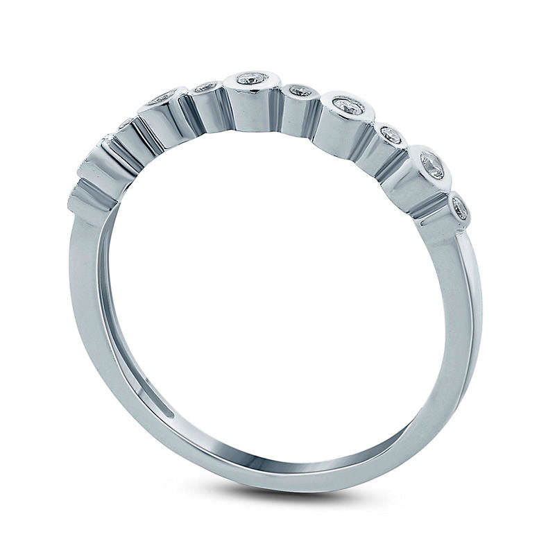 0.10 CT. T.W. Natural Diamond Alternating Anniversary Band in Sterling Silver