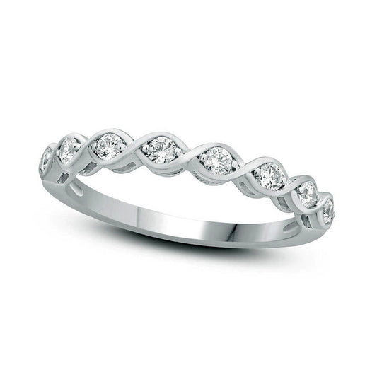 0.25 CT. T.W. Natural Diamond Twist Anniversary Band in Solid 10K White Gold