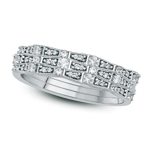0.33 CT. T.W. Natural Diamond Three Piece Stackable Anniversary Band Set in Sterling Silver
