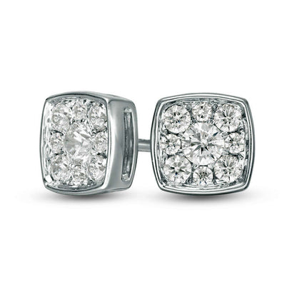 0.33 CT. T.W. Diamond Cushion Frame Stud Earrings in 10K White Gold