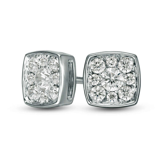 0.33 CT. T.W. Diamond Cushion Frame Stud Earrings in 10K White Gold