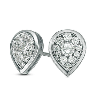 0.5 CT. T.W. Diamond Teardrop Frame Stud Earrings in 10K White Gold