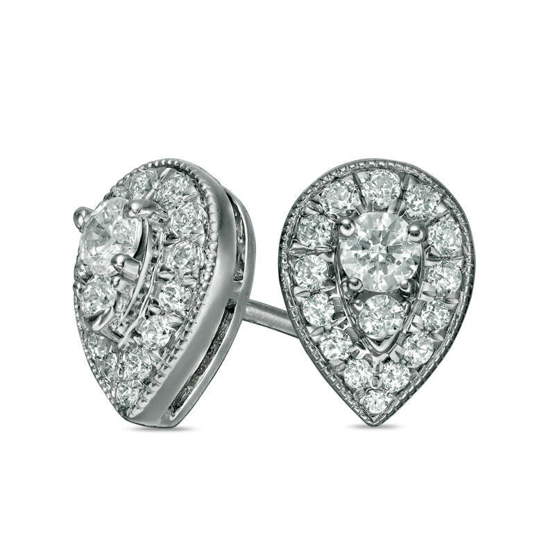 0.5 CT. T.W. Diamond Teardrop Frame Vintage-Style Stud Earrings in 10K White Gold