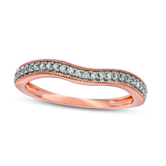0.17 CT. T.W. Natural Diamond Antique Vintage-Style Contour Wedding Band in Solid 10K Rose Gold