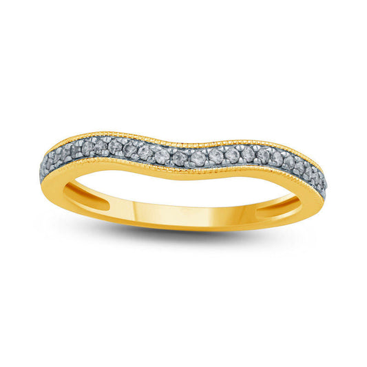 0.17 CT. T.W. Natural Diamond Antique Vintage-Style Contour Wedding Band in Solid 10K Yellow Gold