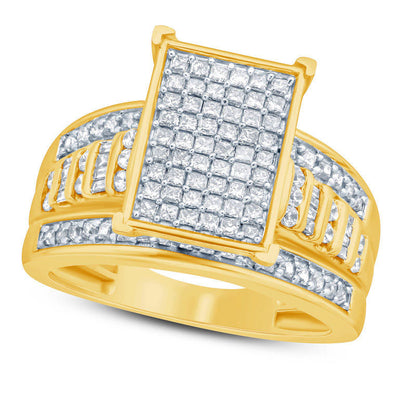 1.0 CT. T.W. Princess-Cut Composite Natural Diamond Rectangle Ring in Solid 10K Yellow Gold