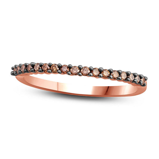 0.20 CT. T.W. Champagne Natural Diamond Anniversary Band in Solid 10K Rose Gold with Black Rhodium
