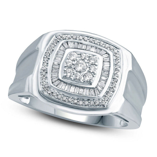 Men's 0.50 CT. T.W. Composite Natural Diamond Signet Ring in Solid 10K White Gold