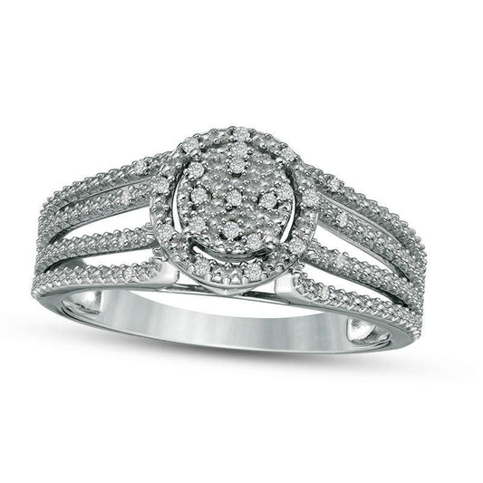 0.07 CT. T.W. Natural Diamond Frame Multi-Row Split Shank Ring in Sterling Silver