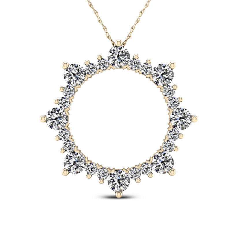 1 CT. T.W. Natural Diamond Open Sunburst Pendant in 10K Yellow Gold