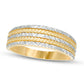 Alternating Natural Diamond-Cut and Rope Five Row Ring in Solid 14K Two-Tone Gold - Size 7
