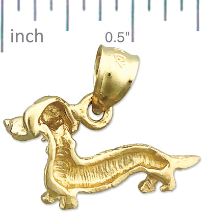 14K Gold Dachshund Dog Charm