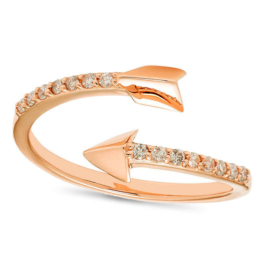 0.13 CT. T.W. Natural Diamond Arrow Wrap Ring in Solid 10K Rose Gold