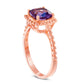 7.0mm Cushion-Cut Amethyst Beaded Ring in Solid 10K Rose Gold - Size 7