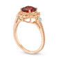 7.0mm Cushion-Cut Garnet and Natural Diamond Accent Ring in Solid 10K Rose Gold