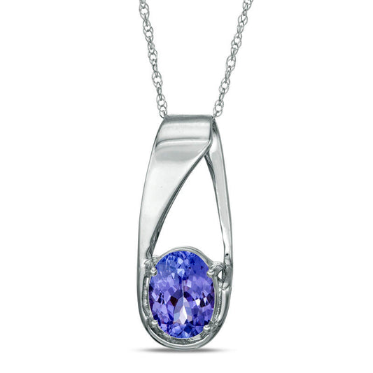 Oval Tanzanite Pendant in 10K White Gold