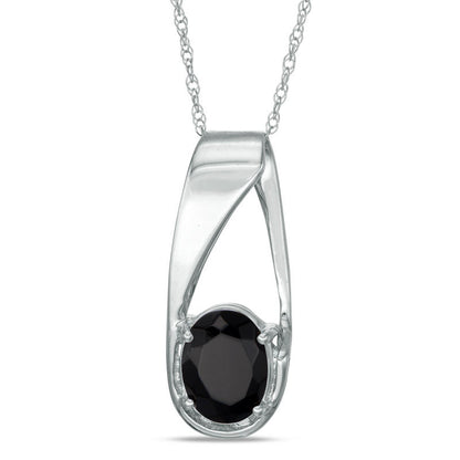 Oval Onyx Pendant in 10K White Gold